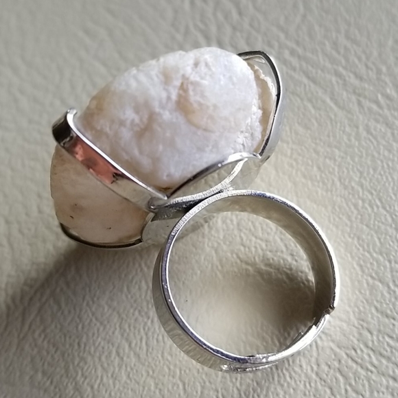 Natural Druzy Agate Crystal Stone Adjustable Statement Ring - Picture 16 of 16